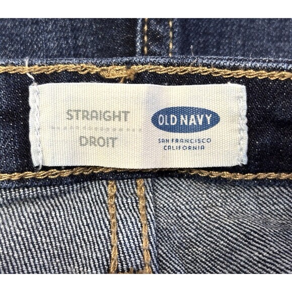 Old Navy Womens Relaxed Fit Straight Droit Jeans Dark‎ Wash High Rise Stretch 18 - Picture 4 of 6